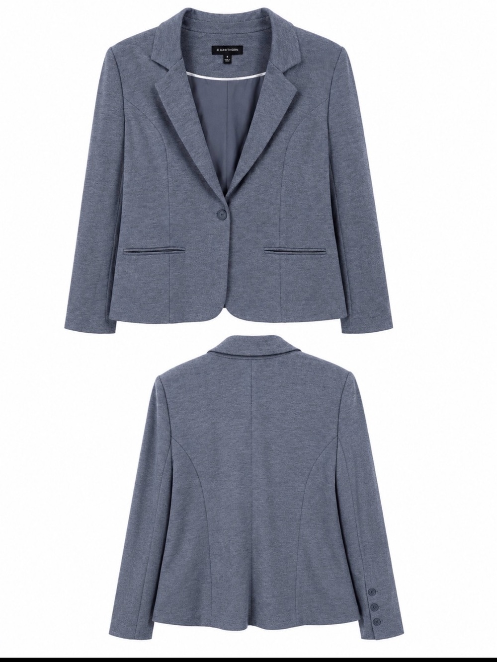 41 Hawthorn Heathered Slate Single-Button Ponte Blazer